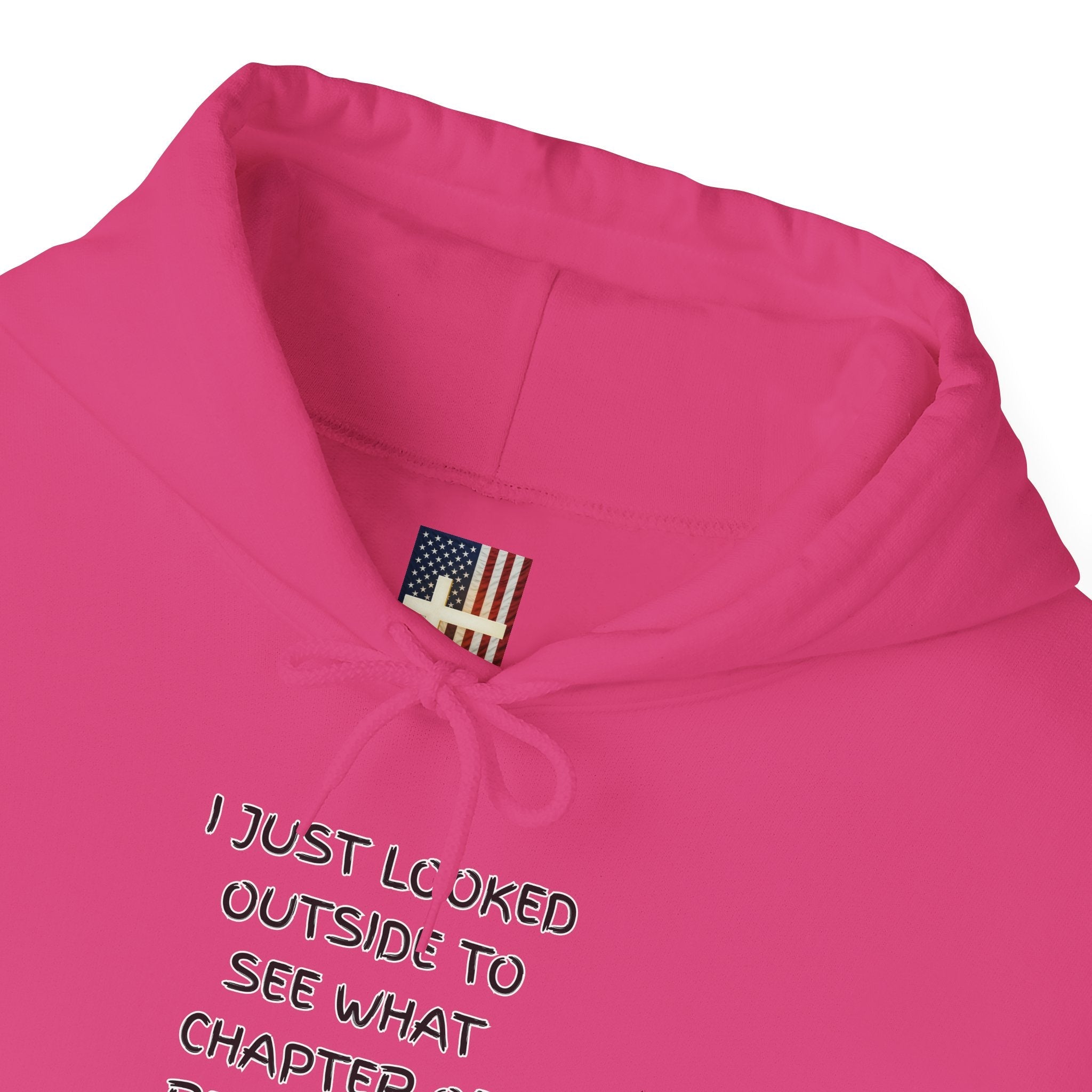 What Chapter of Revelation Hoodie – I Looked Outside My Window Christian Sweatshirt for End Times Humor & Faith Printify