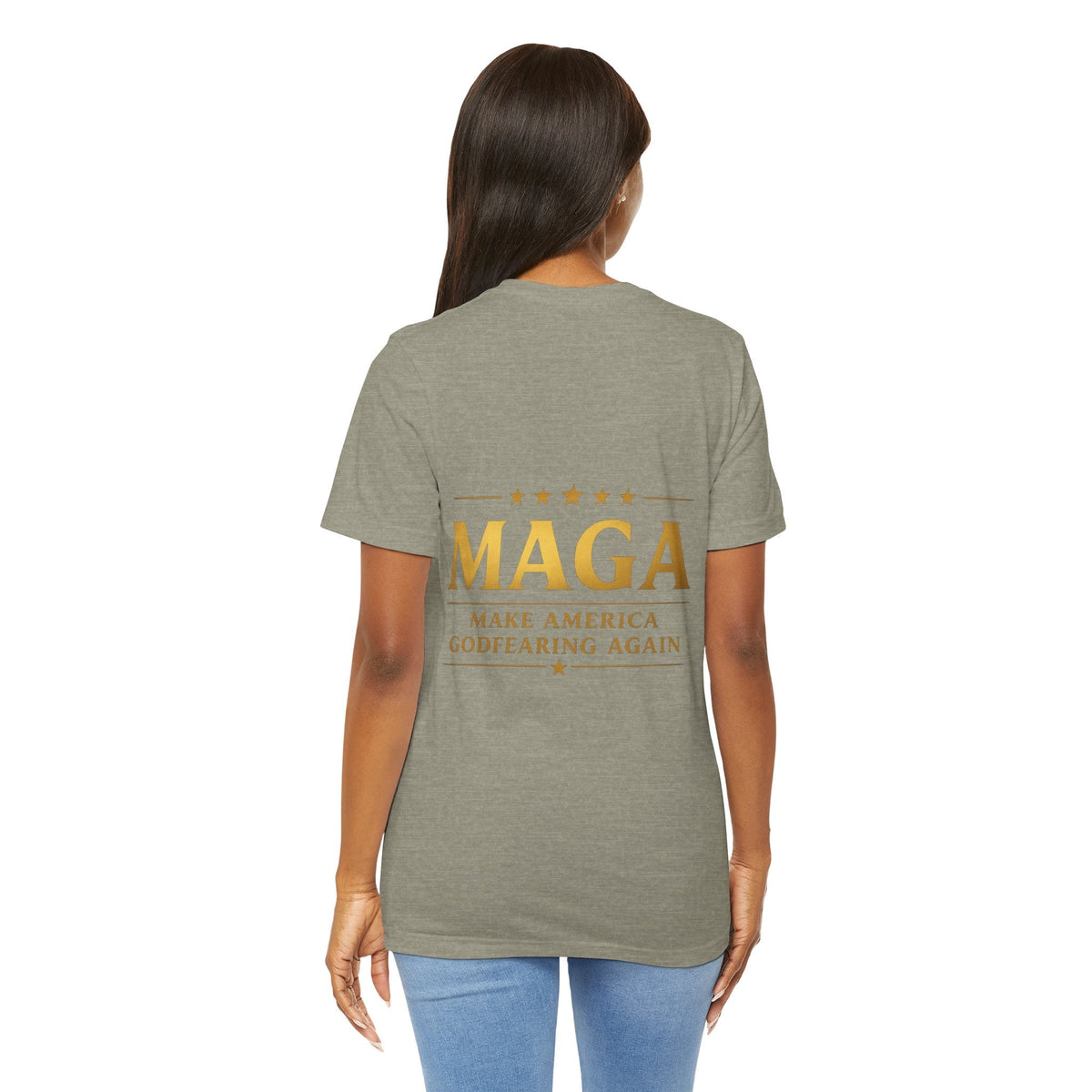 MAGA Gold Letter T-Shirt — "Make America Great Again" Printify