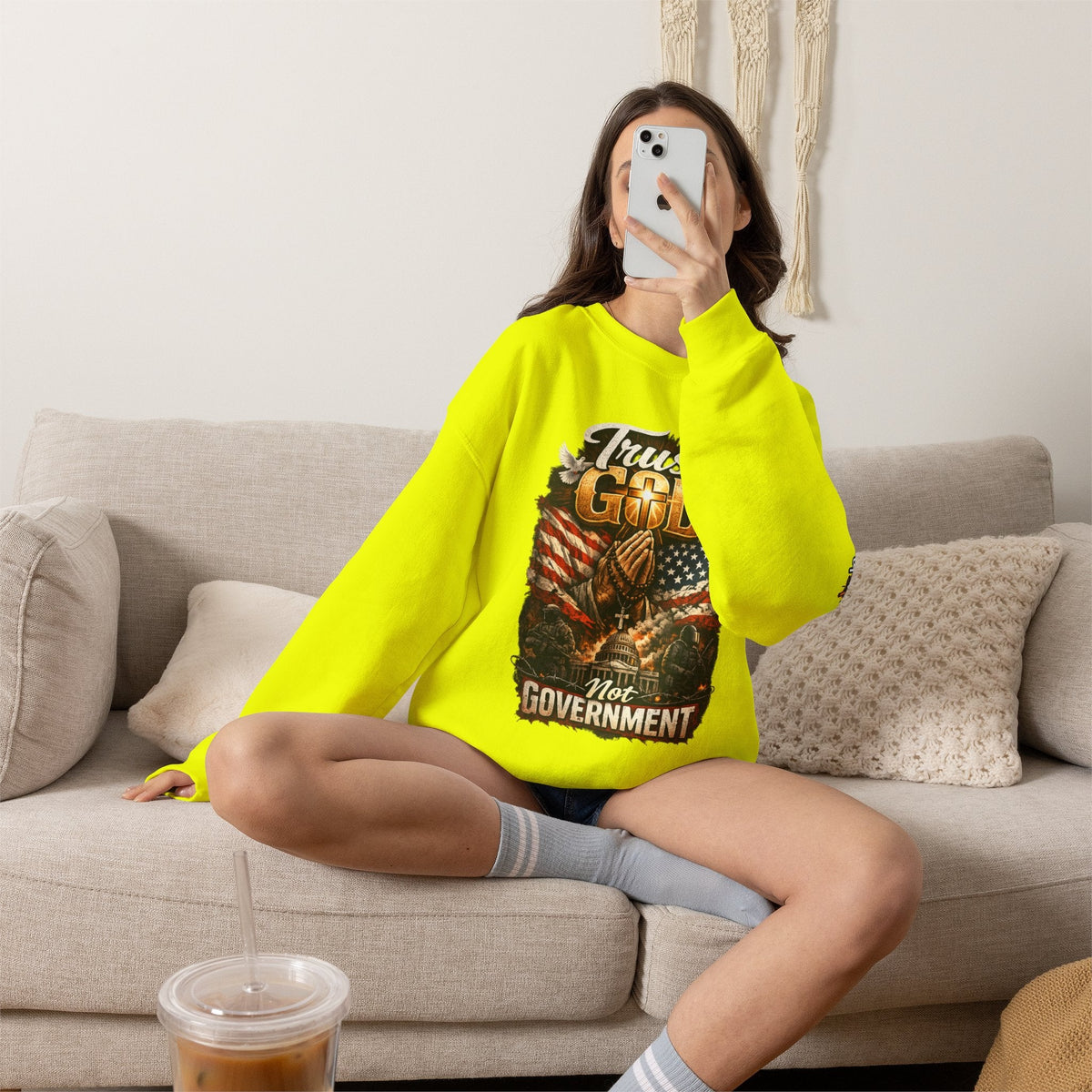 Trust God Not Government Sweatshirt — Vintage Patriotic Christian Sweatshirt Printify