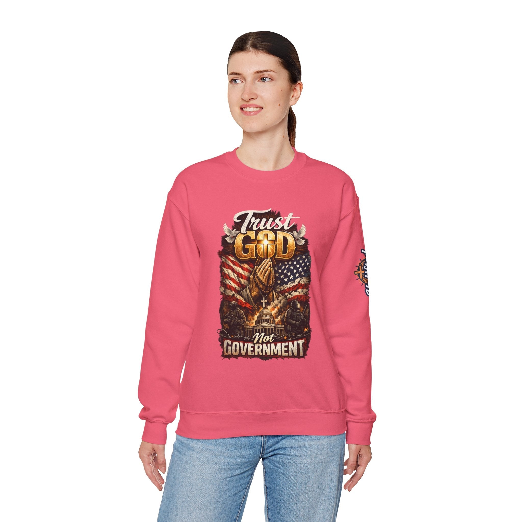 Trust God Not Government Sweatshirt — Vintage Patriotic Christian Sweatshirt Printify
