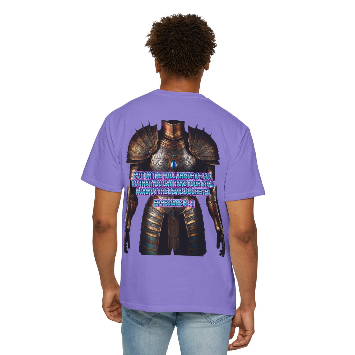 Religious Graphic Tee with Armor Of God Design - Unisex Garment-Dyed T-shirt Printify