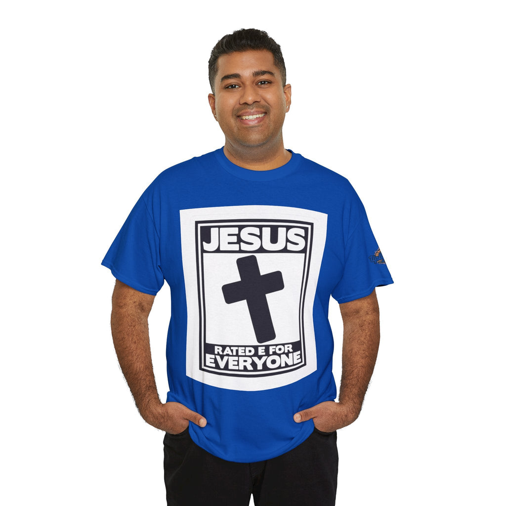 Jesus, Rated E for Everyone T-shirt - Gamer Faith T-shirt - Christian Video Game Parody Printify