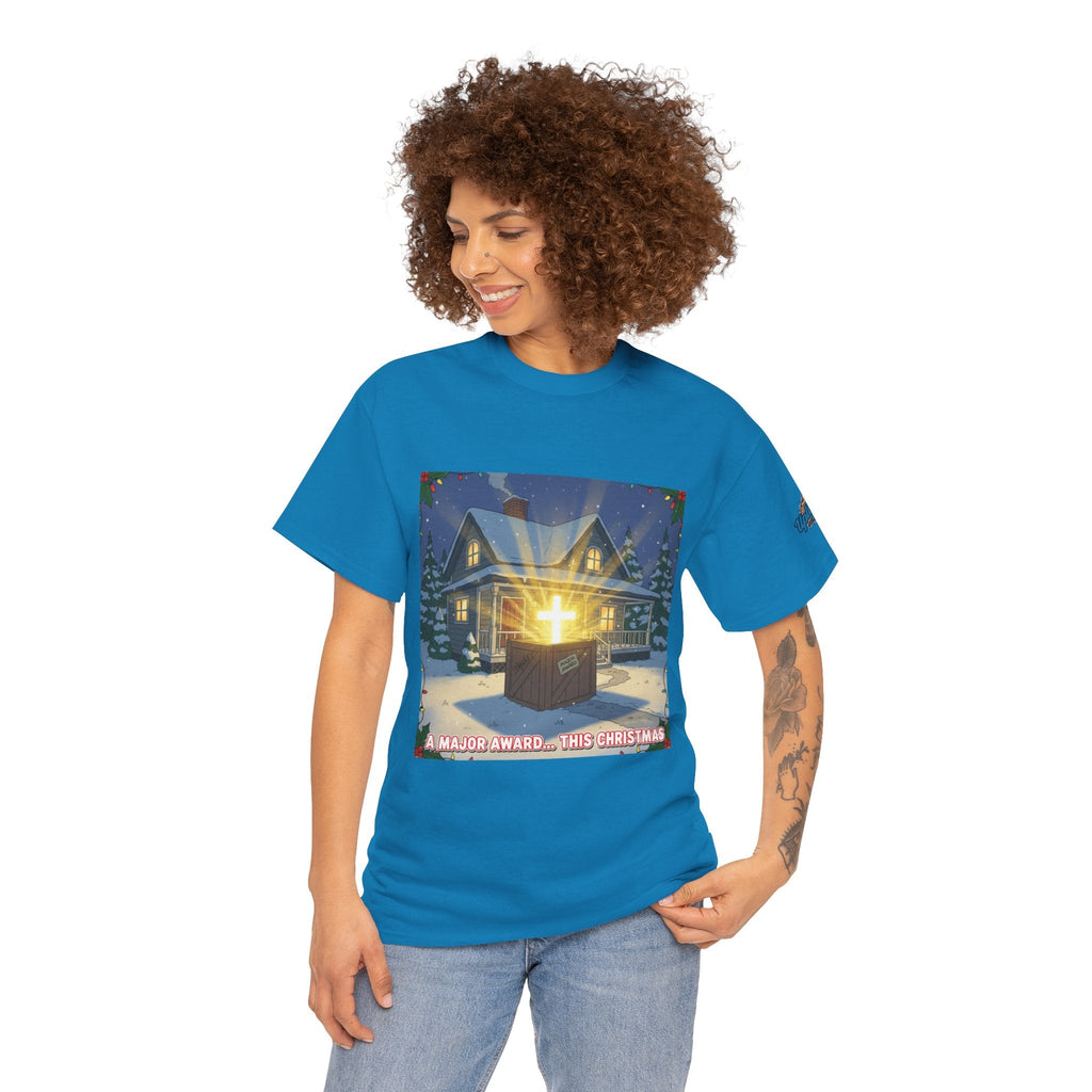 A Major Award This Christmas T-shirt – Fragile Leg Lamp Parody Cross Unboxing Christian T-shirt for Hilarious Faith & Holiday Glow Printify