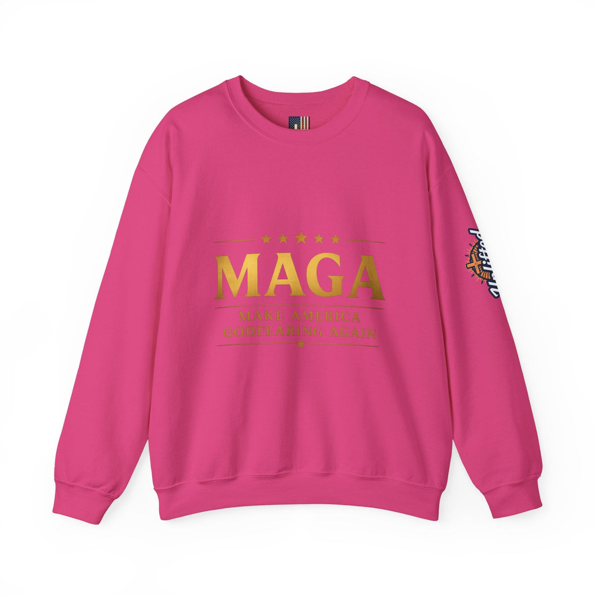 Sweatshirt — "MAGA Make America Godfearing Again" Gold Logo Crewneck Printify