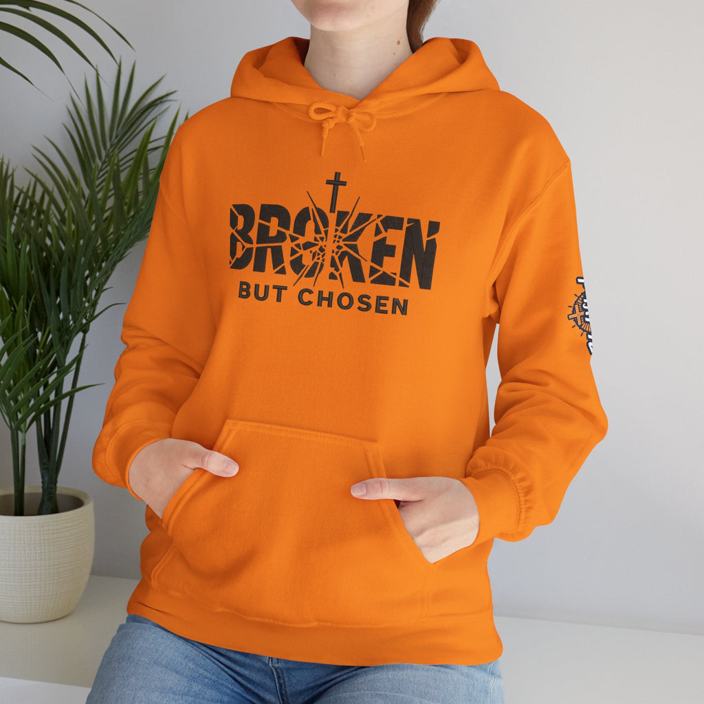 Broken But Chosen Hoodie — Christian Faith Graphic Sweatshirt Printify