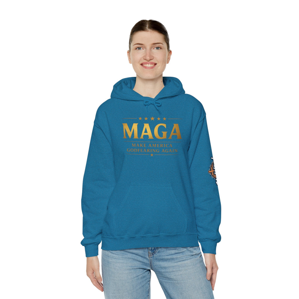 Hoodie - MAGA "Make America Godfearing Again" Political Graphic Hoodie Printify