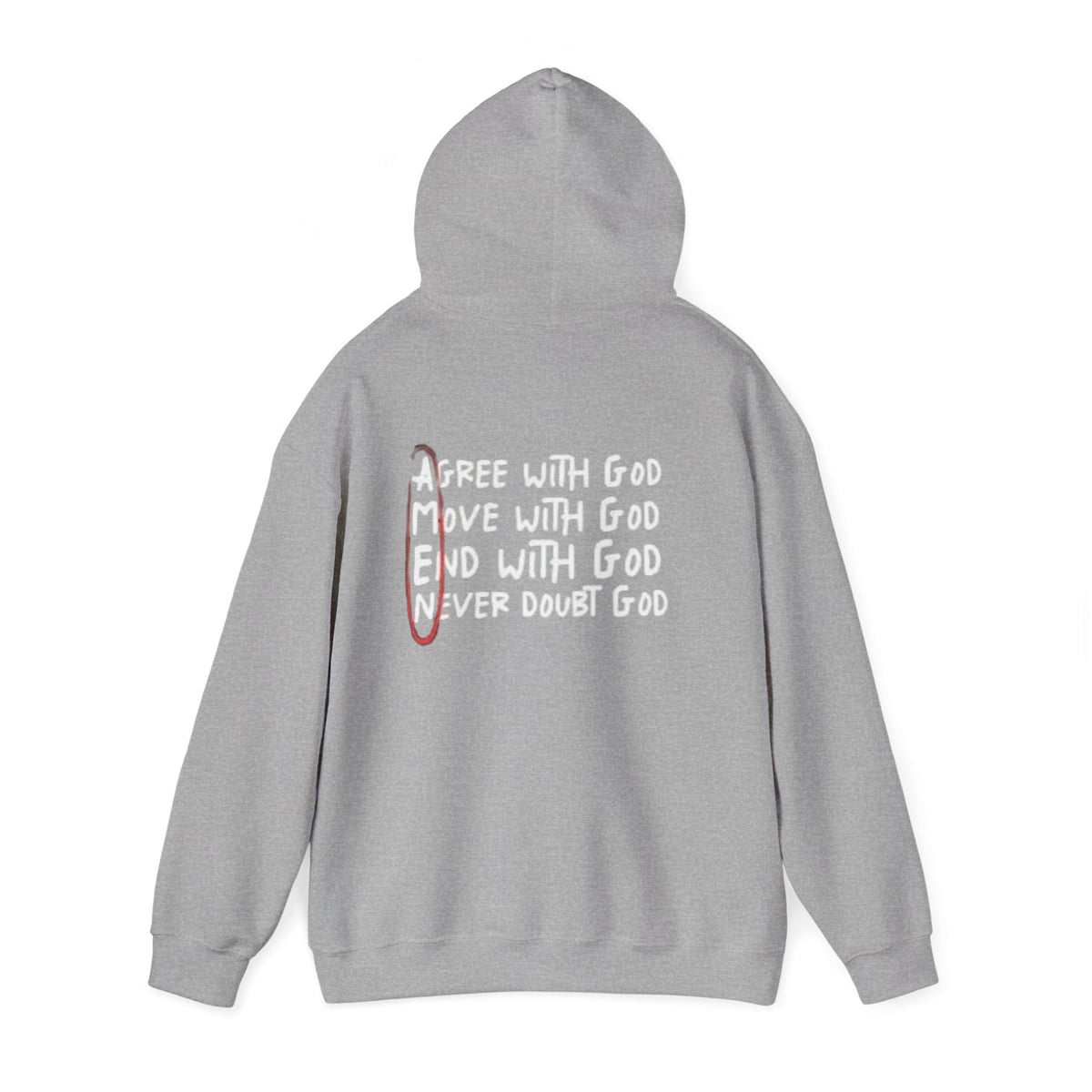 AMEN Acronym Hoodie – Agree with God Move with God End with God Never Doubt God Christian Sweatshirt for Unwavering Faith Printify