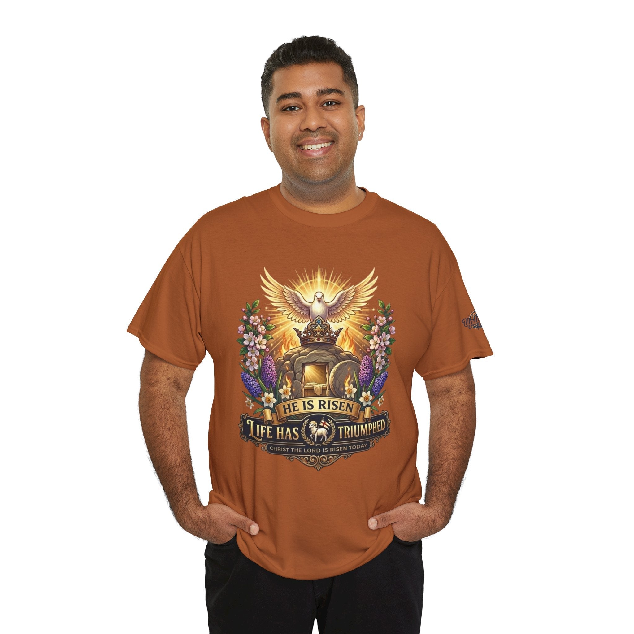 He Is Risen "Life Has Triumphed" T-Shirt — Easter Resurrection Christian Tee Printify