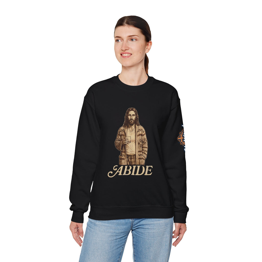 Abide Jesus Sweatshirt — Vintage 'The Dude' Religious Graphic Sweatshirt Printify
