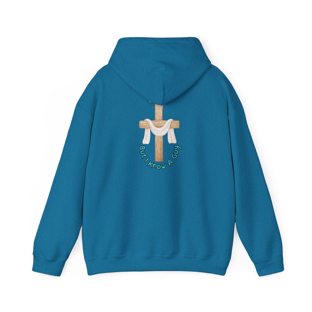 I Can’t, But I Know a Guy Hoodie – Jesus Cross Christian Hoodie for Cozy Faith Printify