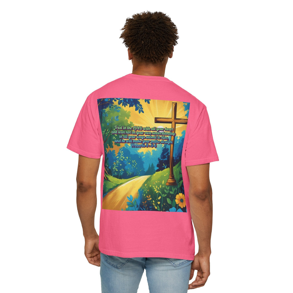 Trust in The Lord Proverbs 3:5-6 Biblical Design Unisex Garment-Dyed T-shirt Printify