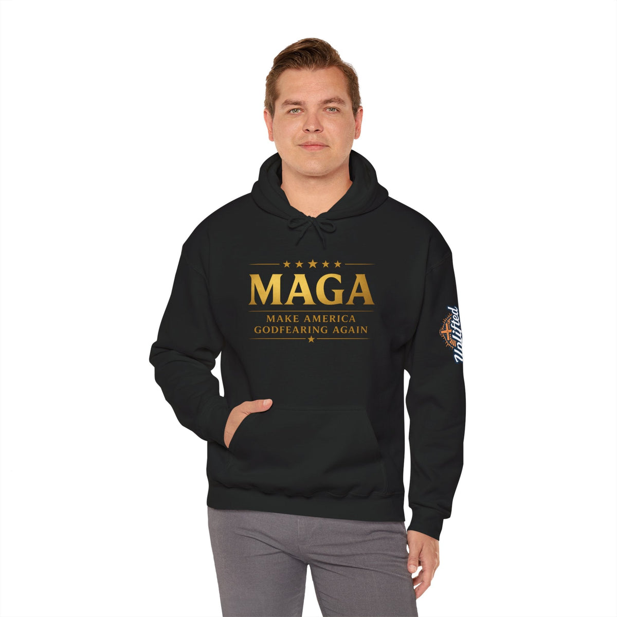 Hoodie - MAGA "Make America Godfearing Again" Political Graphic Hoodie Printify