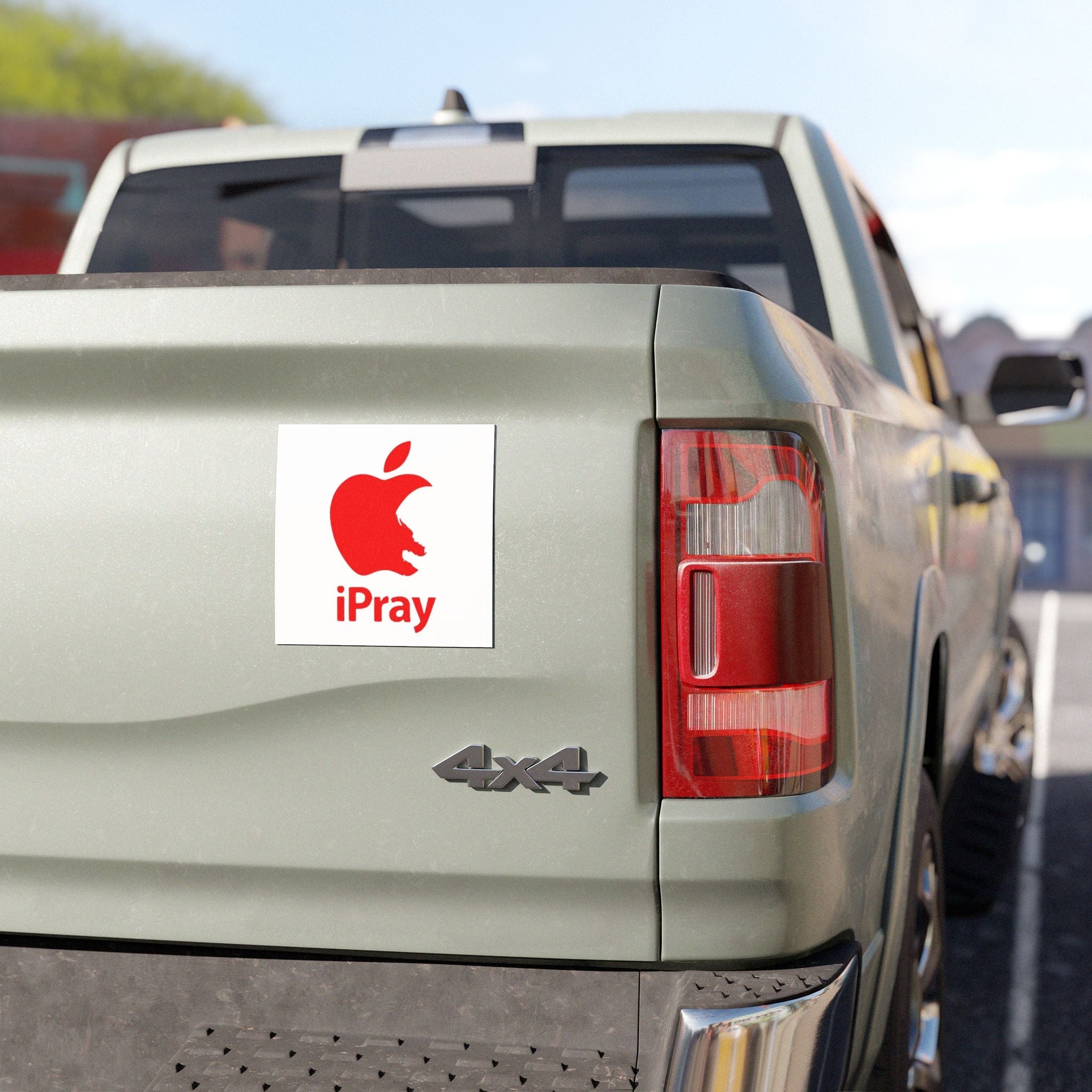 iPray Red Logo Car Magnet — Religious Faith Bumper Sticker Magnet Printify