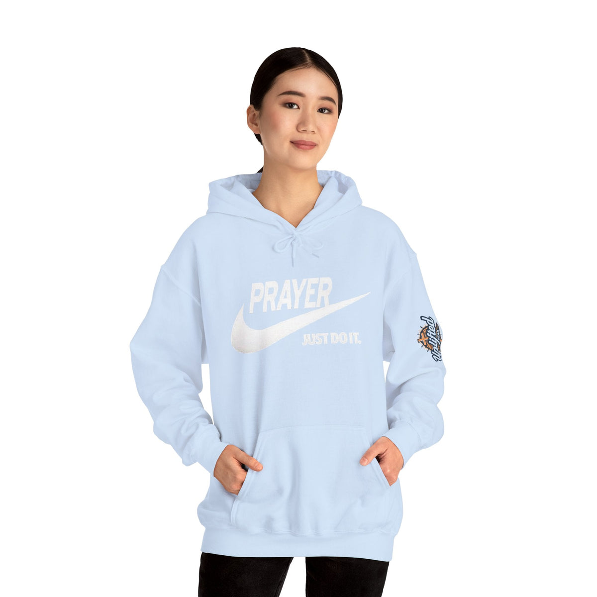 Prayer Just Do It Hoodie - Funny Christian Nike Parody Hoodie - Faith Gear Printify