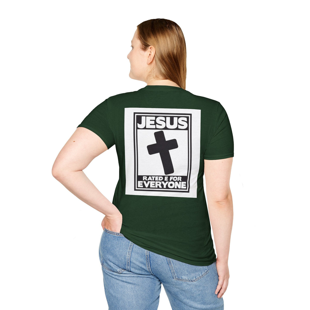 Jesus, Rated E for Everyone T-shirt - Gamer Faith T-shirt - Christian Video Game Parody Printify