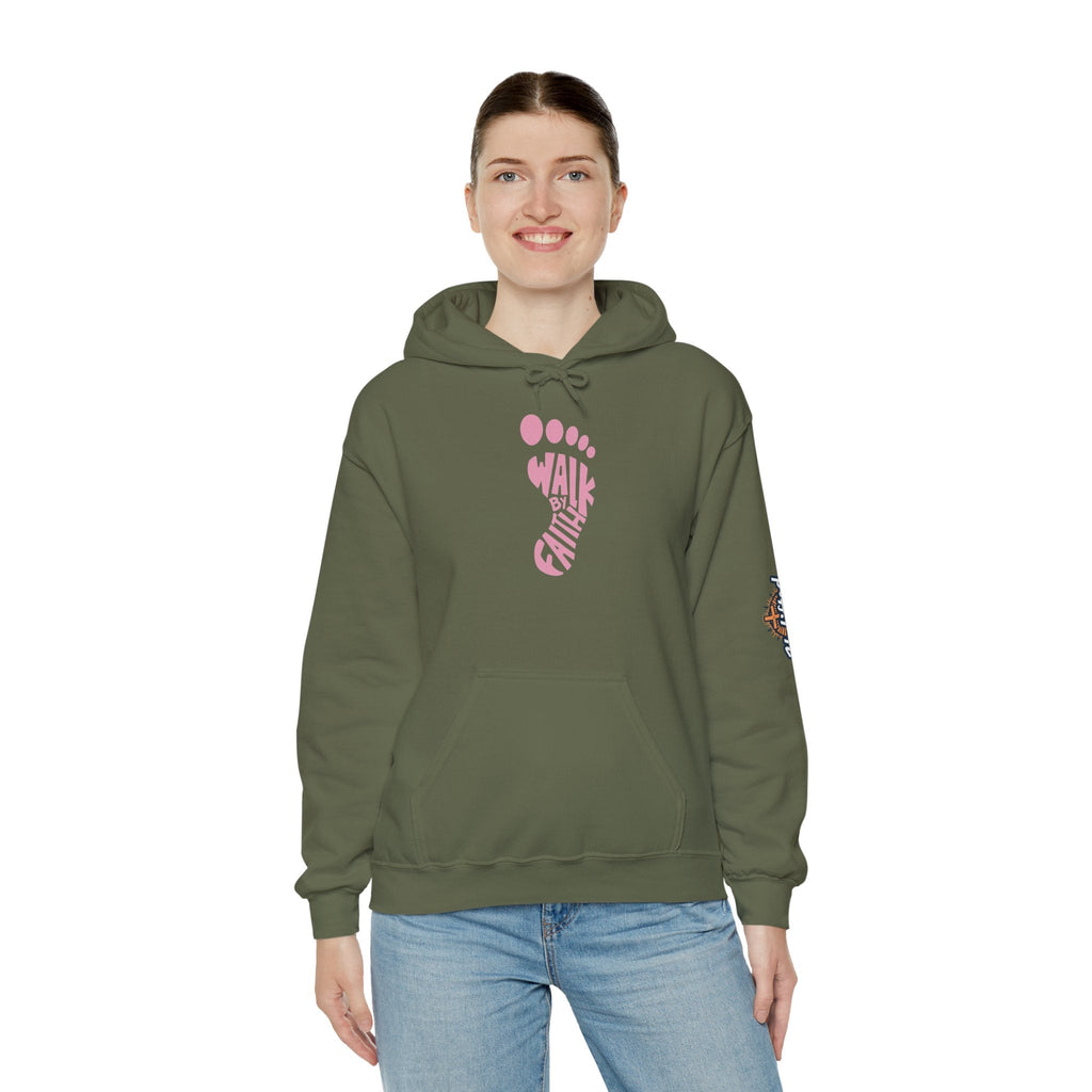 Walk By Faith Footprint Hoodie Printify