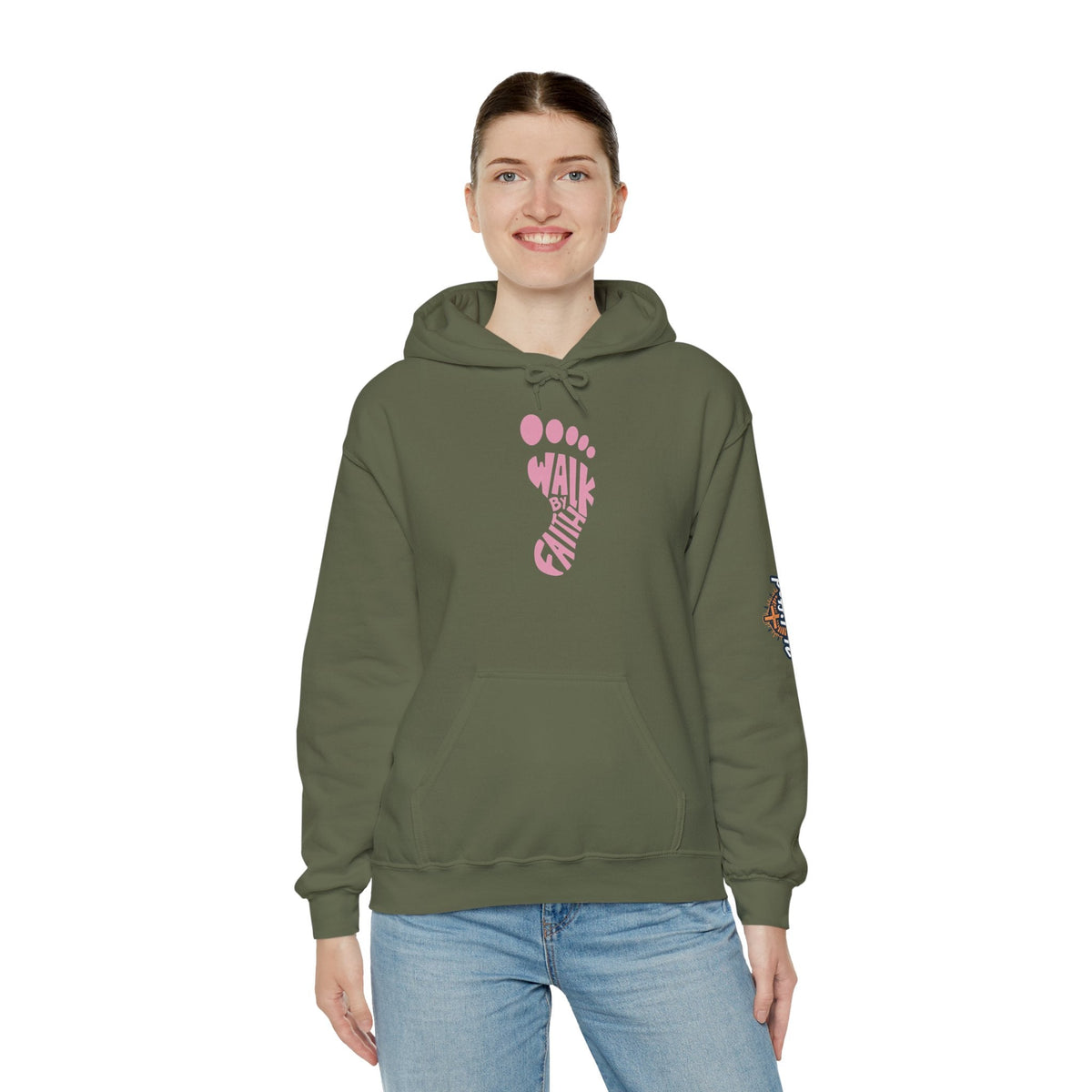 Walk By Faith Footprint Hoodie Printify