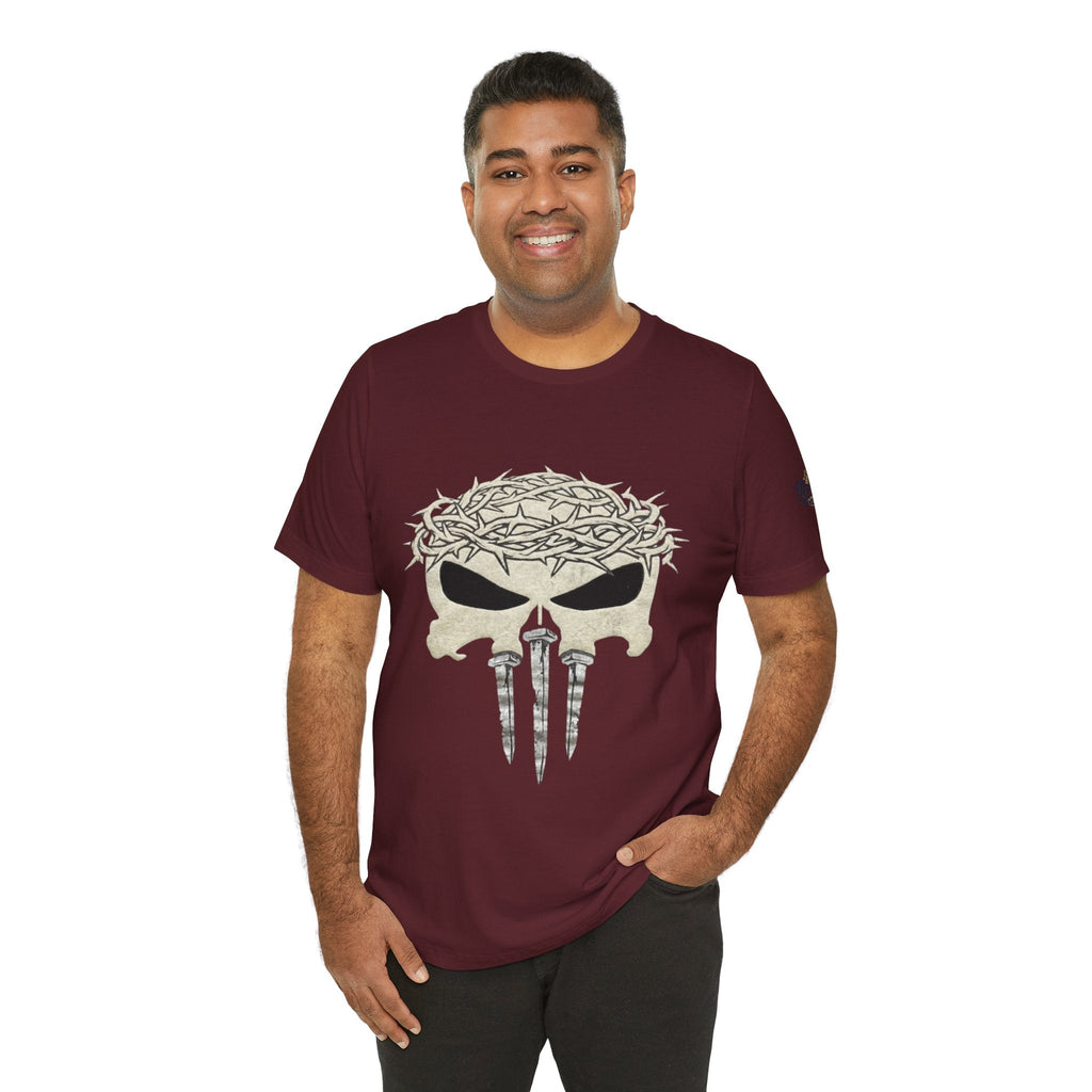 Christian Skull T-shirt - Crown of Thorns & Nails - Warrior Faith T-shirt Printify