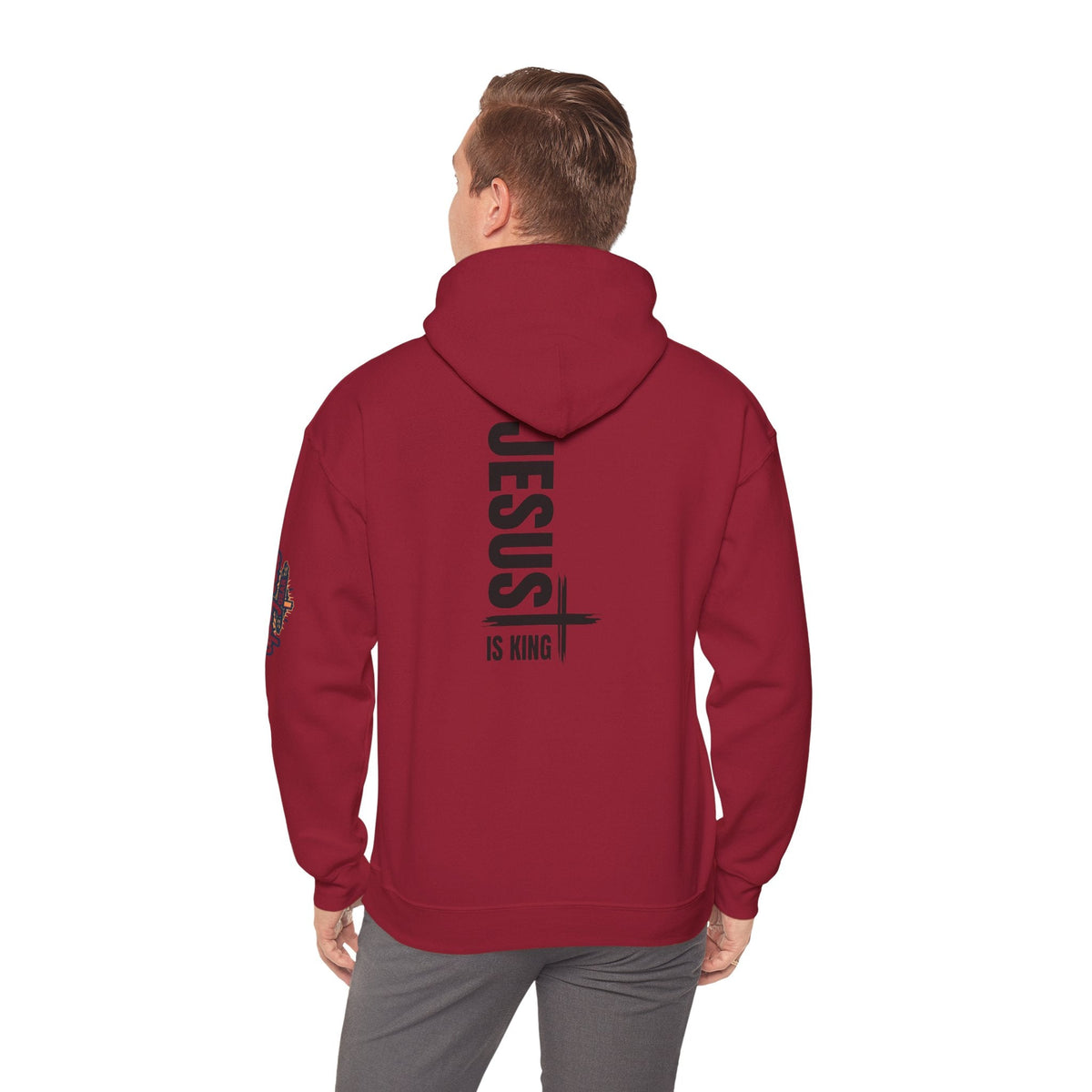 Jesus Is King Hoodie | Modern Typographic Cross Christian Hoodie Printify