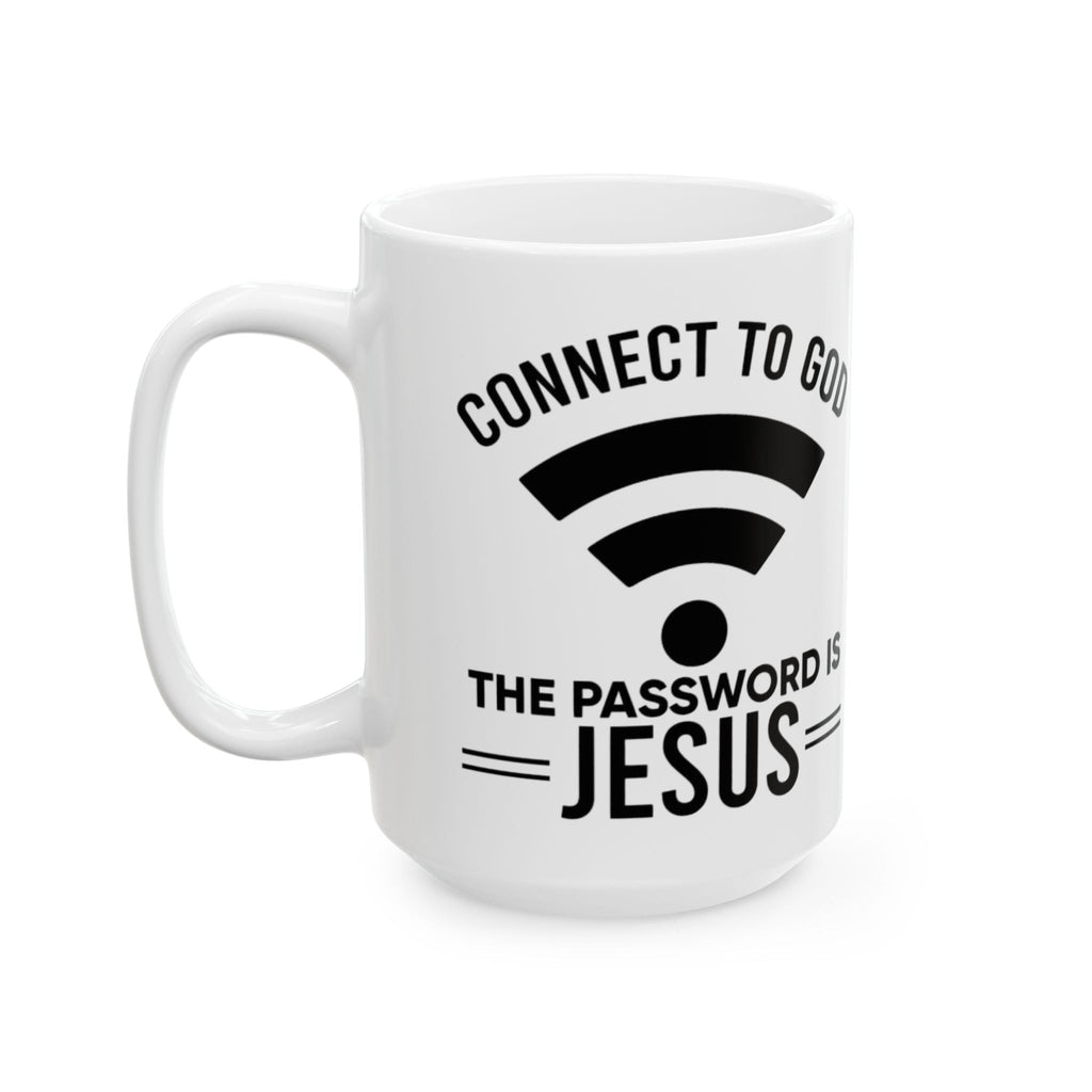 Connect to God Coffee Mug — "WIFI Password is Jesus" Funny Christian Faith Mug Printify