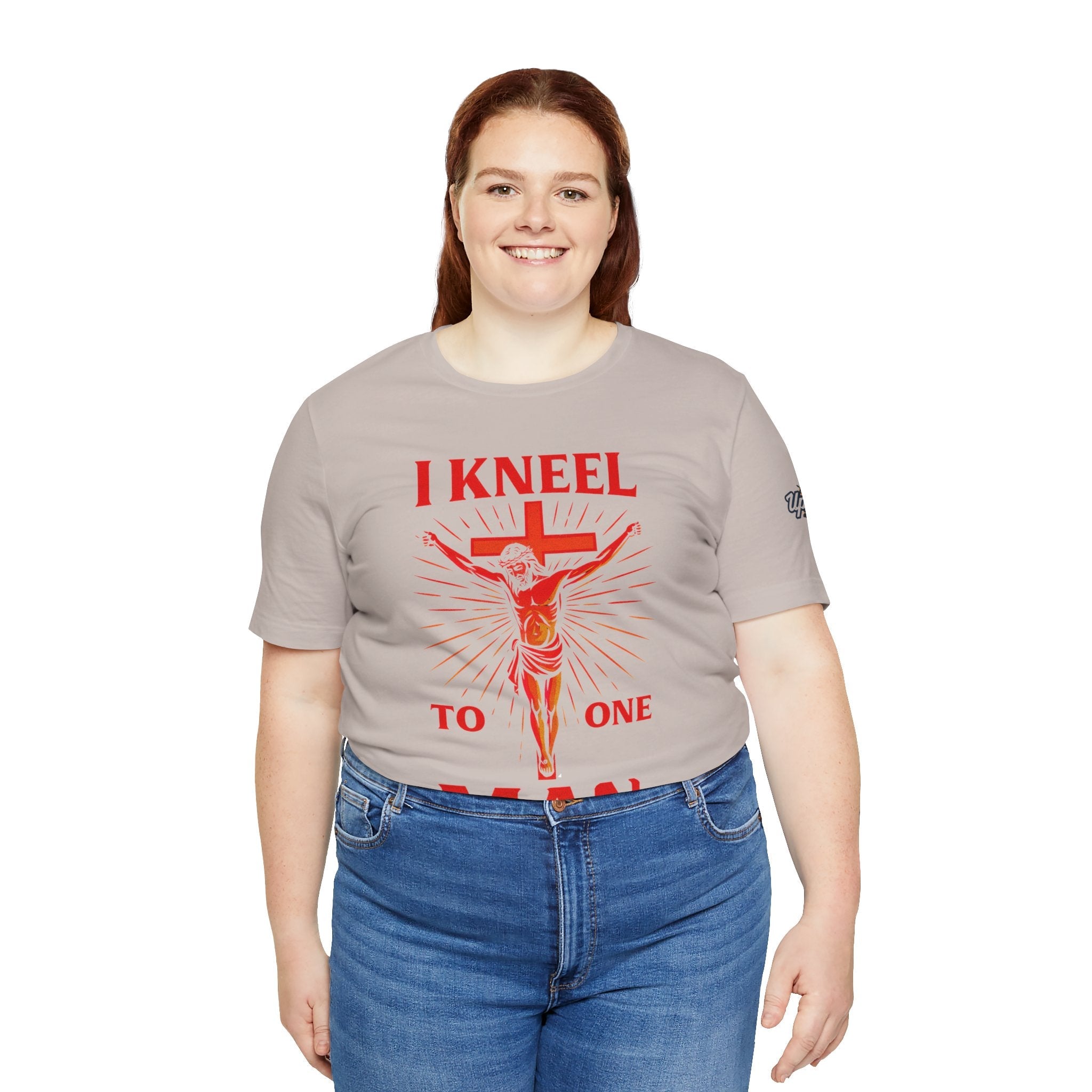 I Kneel to One Man T-shirt – Crucifixion Christian T-shirt for Unashamed Devotion & Bold Faith Printify