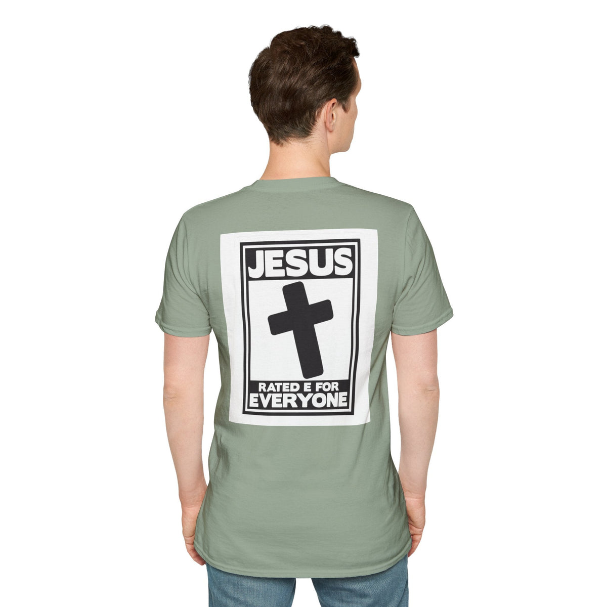 Jesus, Rated E for Everyone T-shirt - Gamer Faith T-shirt - Christian Video Game Parody Printify