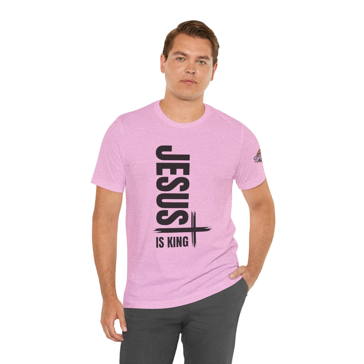 Jesus Is King T-shirt | Modern Typographic Cross Christian T-shirt Printify