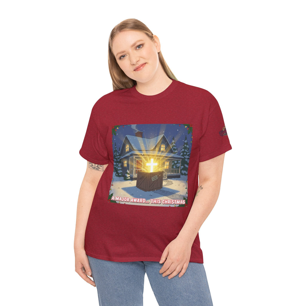 A Major Award This Christmas T-shirt – Fragile Leg Lamp Parody Cross Unboxing Christian T-shirt for Hilarious Faith & Holiday Glow Printify