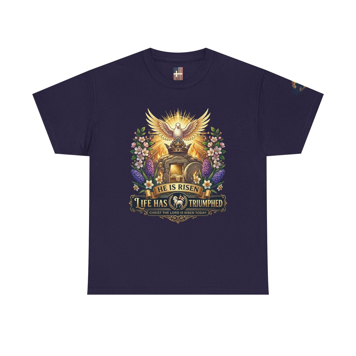 He Is Risen "Life Has Triumphed" T-Shirt — Easter Resurrection Christian Tee Printify