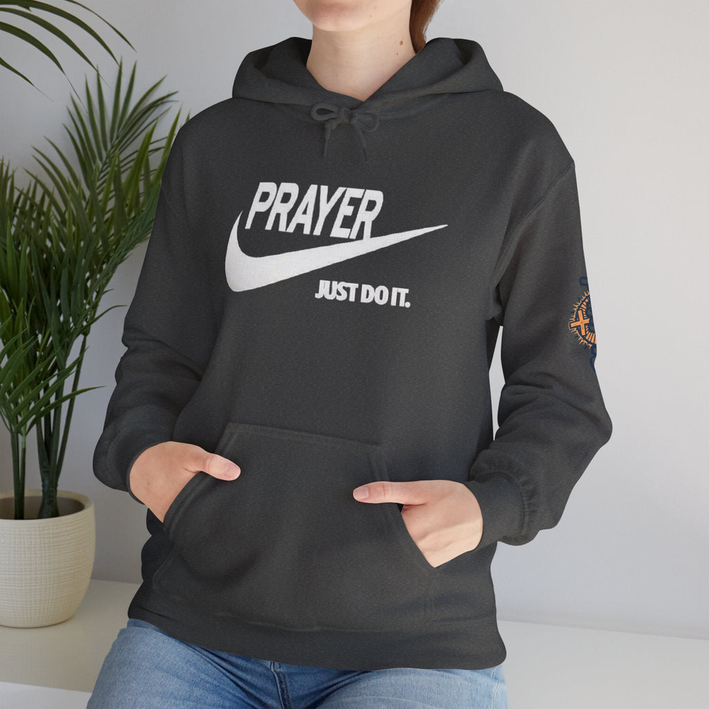 Prayer Just Do It Hoodie - Funny Christian Nike Parody Hoodie - Faith Gear Printify
