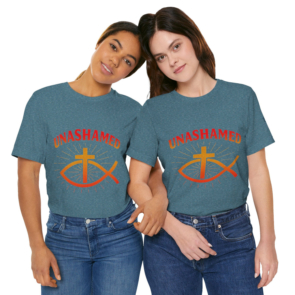 Unashamed T-shirt – Ichthys Jesus Fish & Cross Christian T-shirt for Romans 1:16 Bold Faith Printify