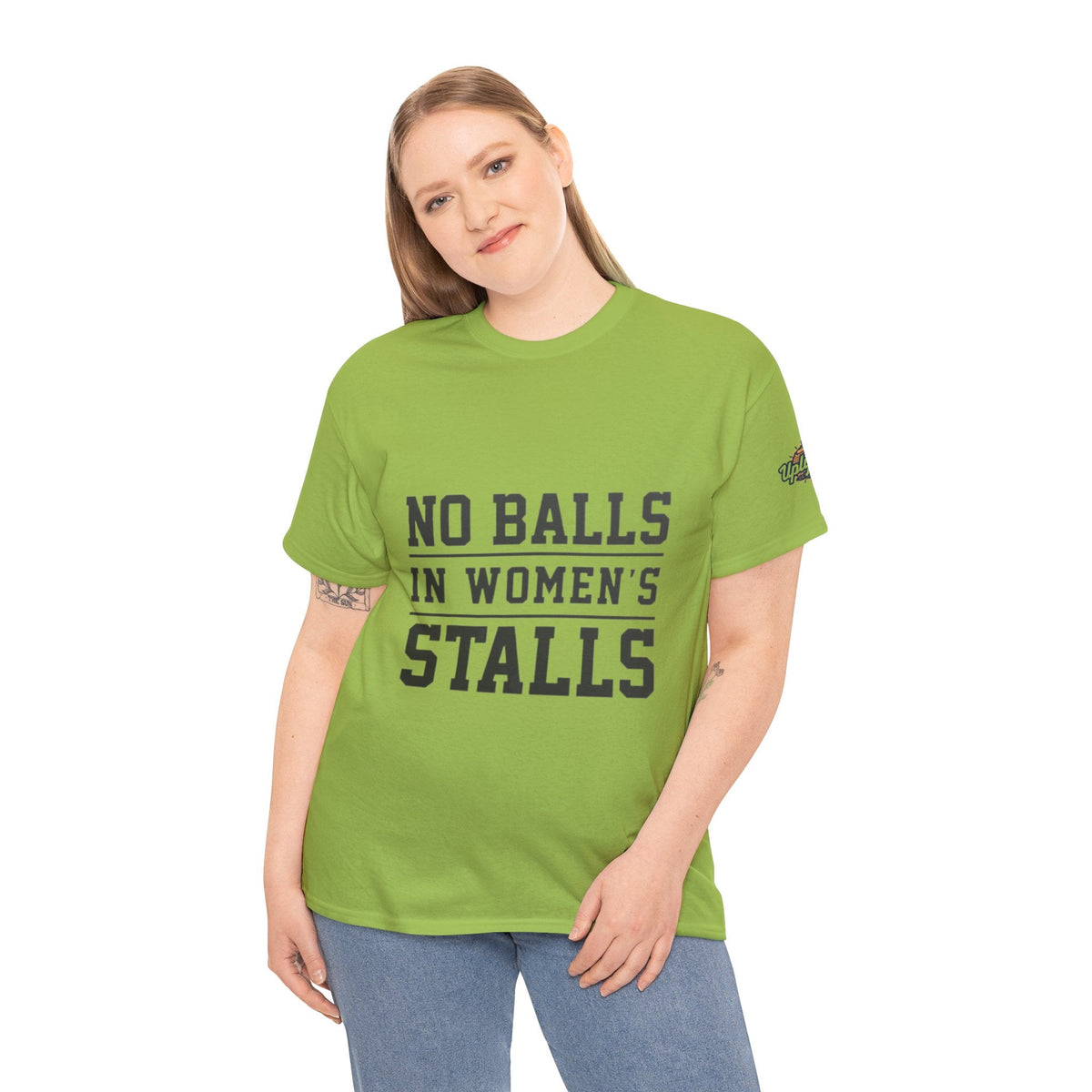No Balls in Women's Stalls Retro Protest T-Shirt Printify