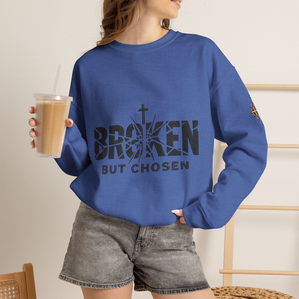 Broken But Chosen Crewneck Sweatshirt Printify