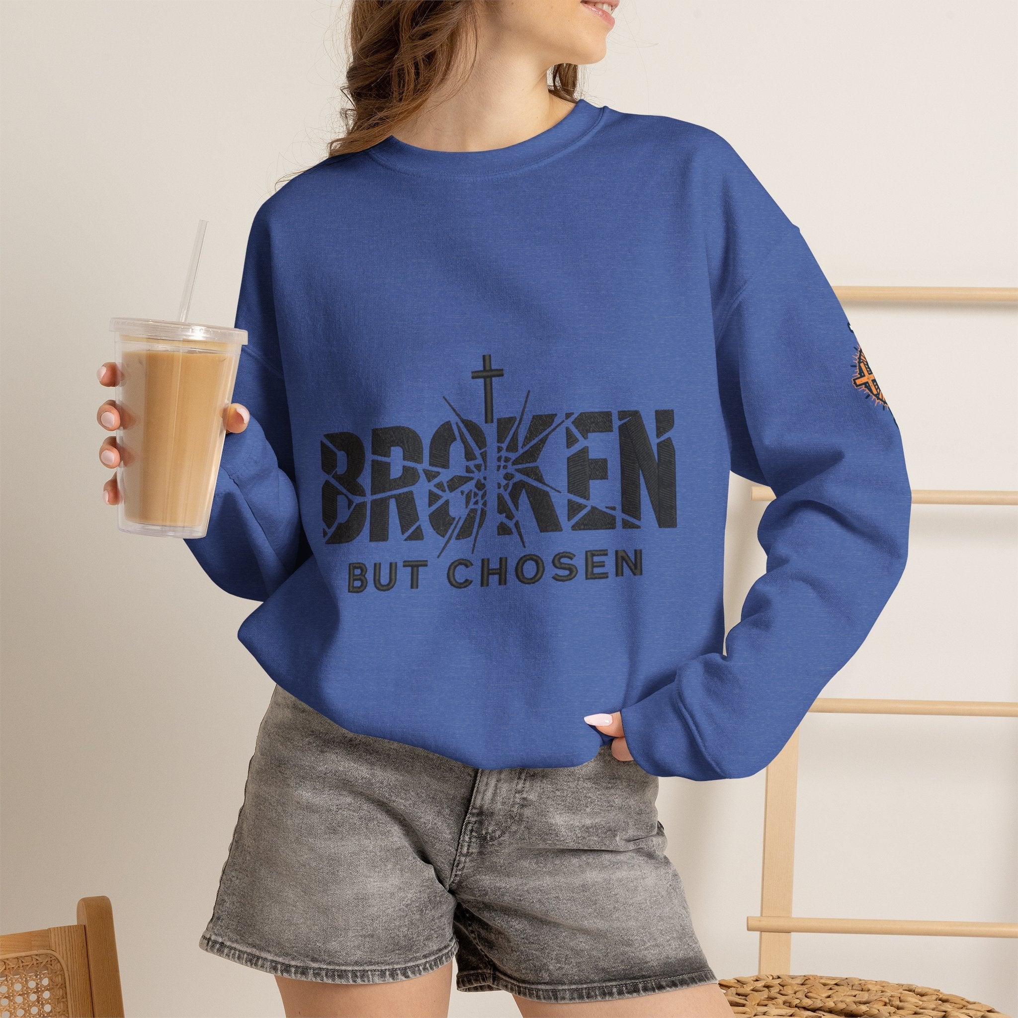 Broken But Chosen Crewneck Sweatshirt Printify