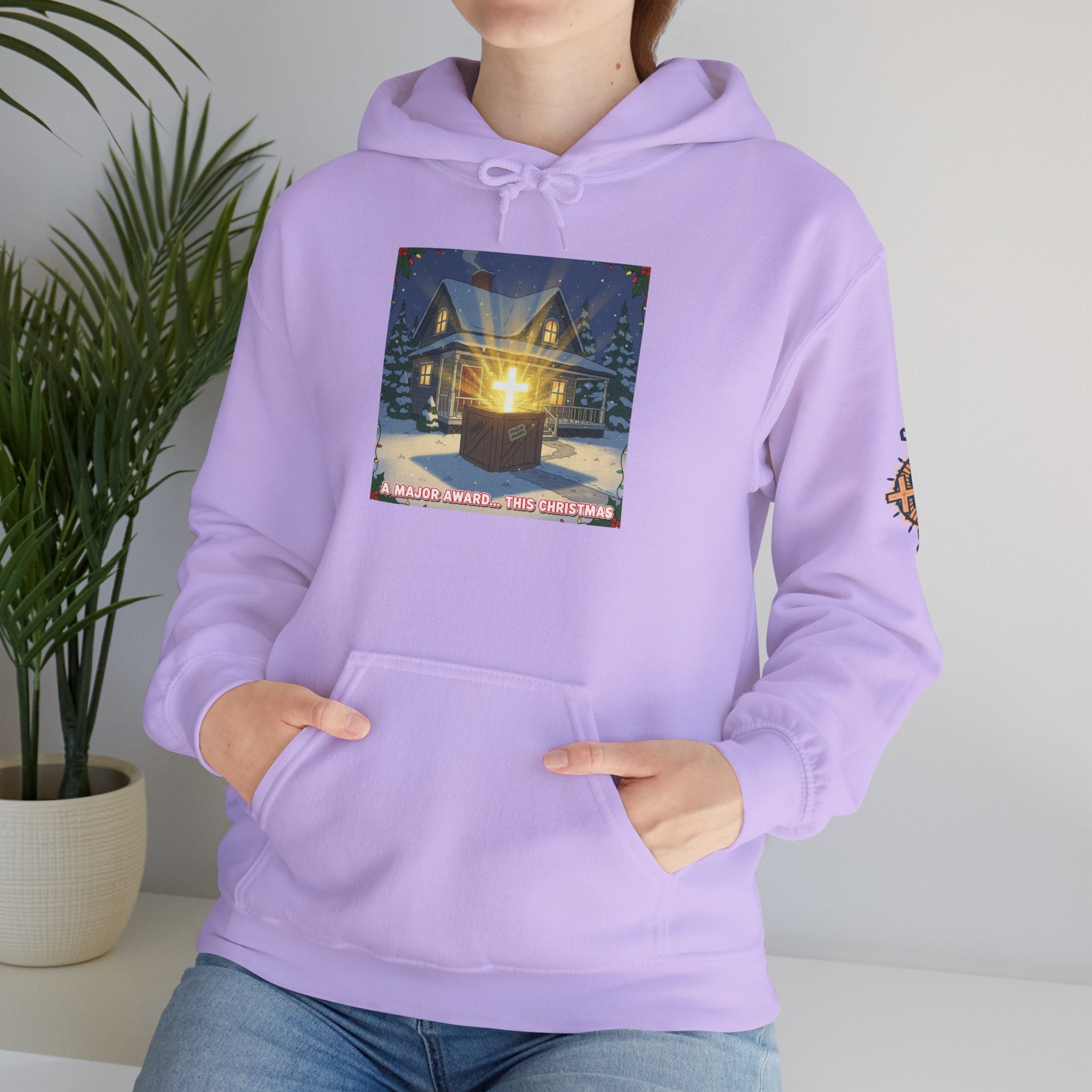 A Major Award This Christmas Hoodie – Fragile Leg Lamp Parody Cross Unboxing Christian Sweatshirt for Hilarious Faith & Holiday Glow Printify