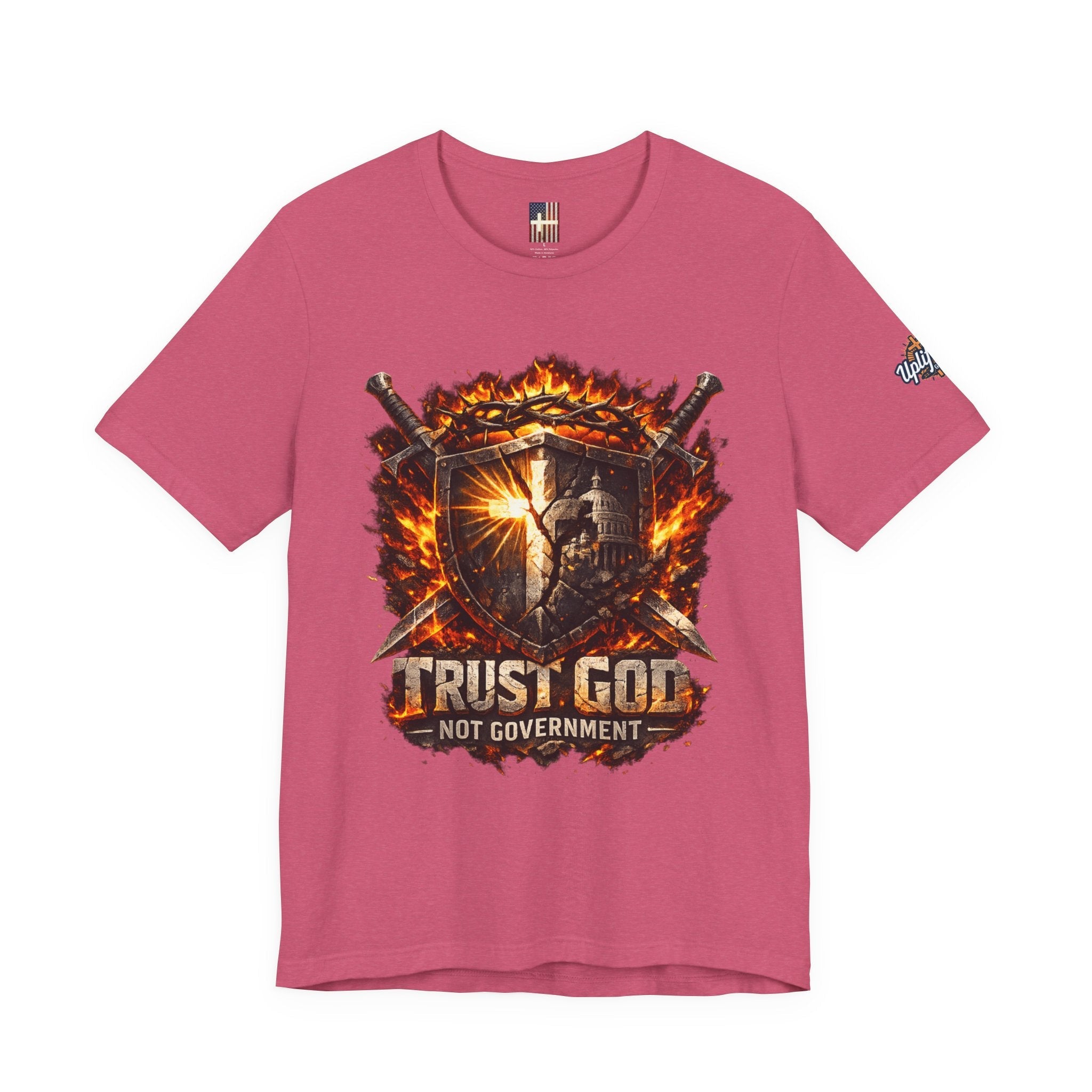 Trust God Not Government Shield Tee — Patriotic Christian Faith T-Shirt Printify