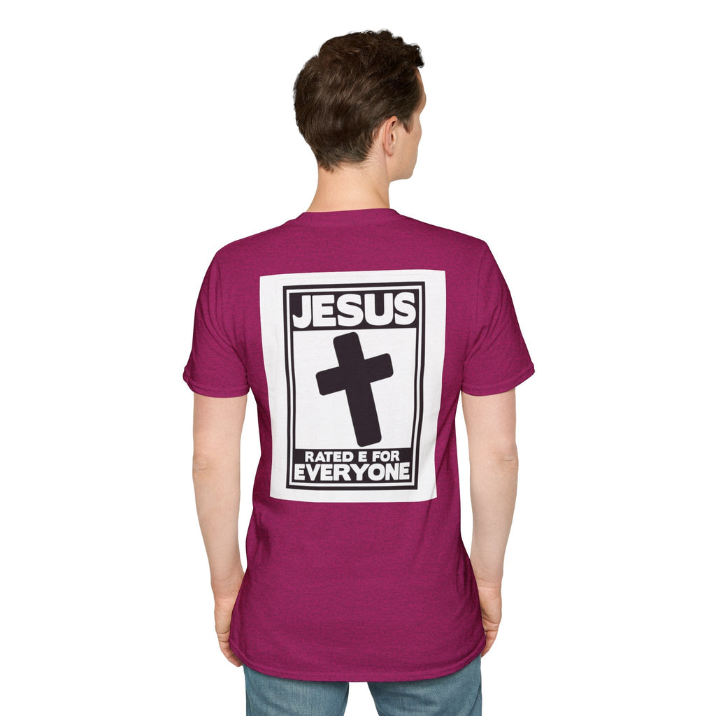 Jesus, Rated E for Everyone T-shirt - Gamer Faith T-shirt - Christian Video Game Parody Printify