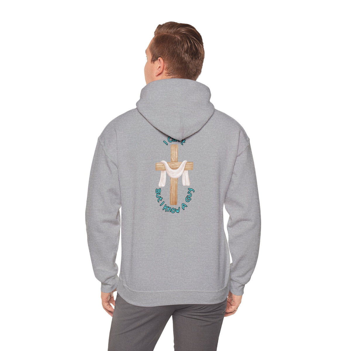 I Can’t, But I Know a Guy Hoodie – Jesus Cross Christian Hoodie for Cozy Faith Printify