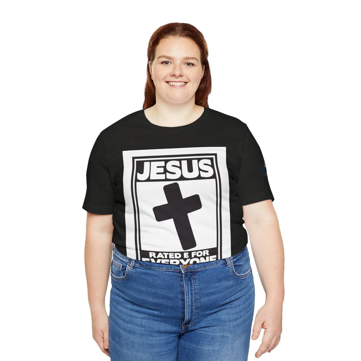 Jesus, Rated E for Everyone T-shirt - Gamer Faith T-shirt - Christian Video Game Parody Printify