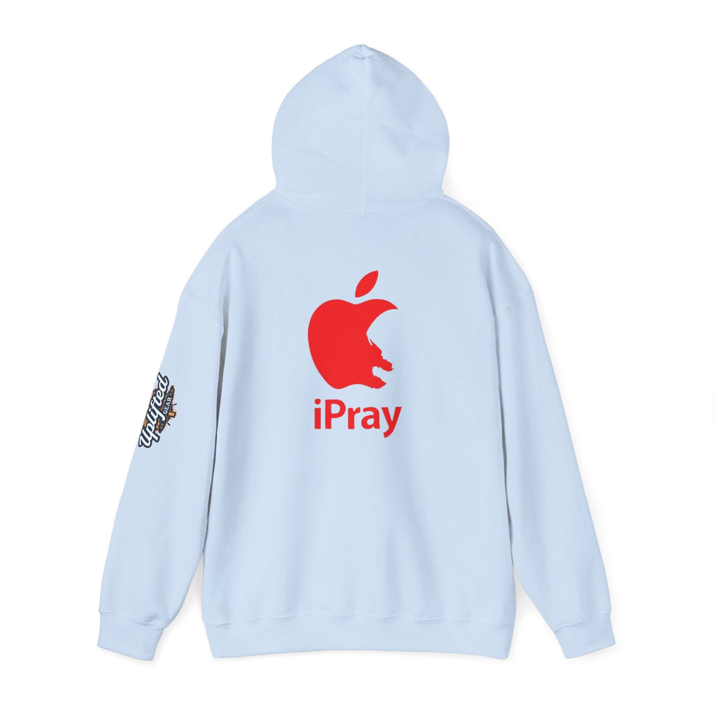 iPray Apple Logo Hoodie — Funny Christian Hoodie (Minimal Red Apple Graphic) Printify