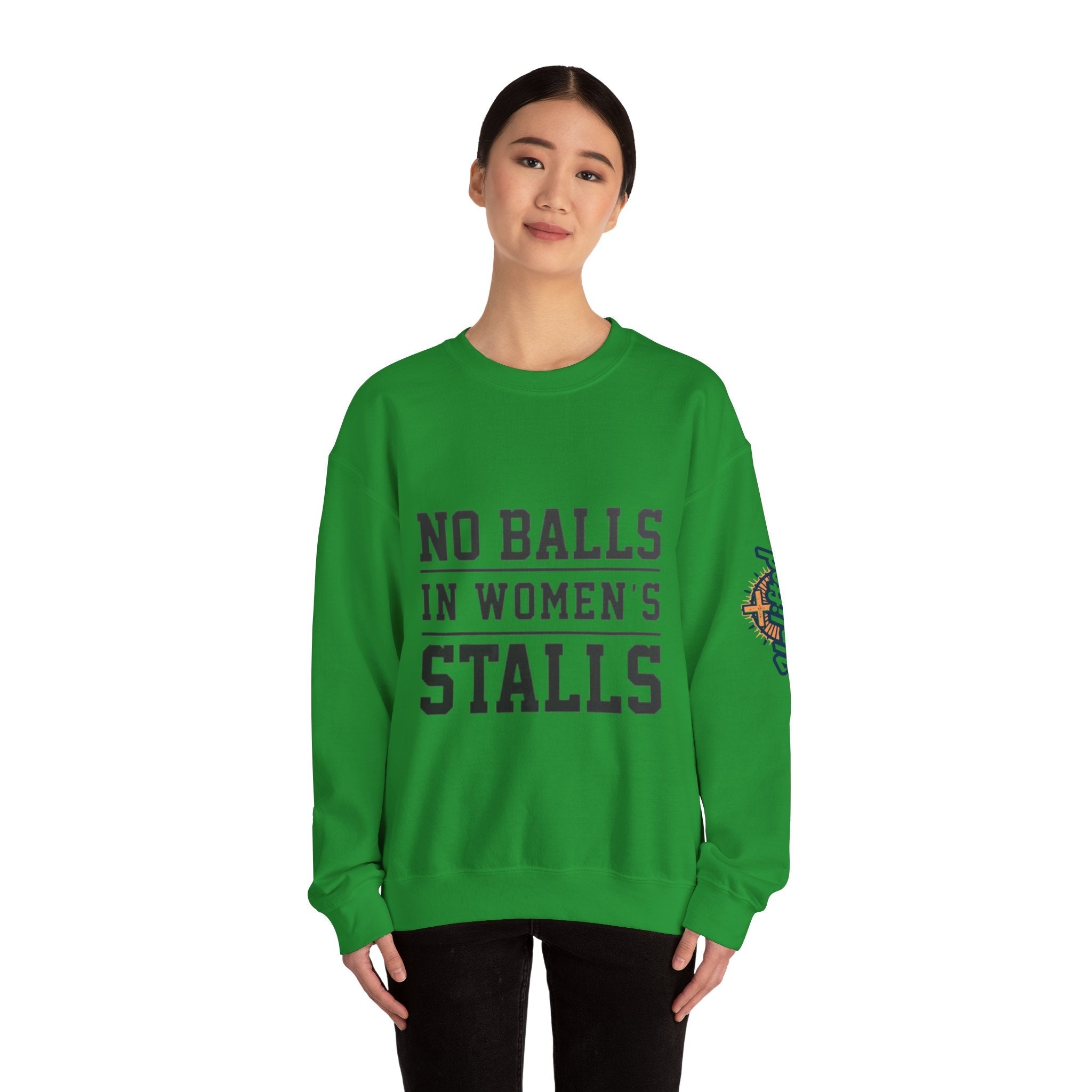 No Balls in Women's Stalls Crewneck Sweatshirt — Bold Statement Pullover Printify