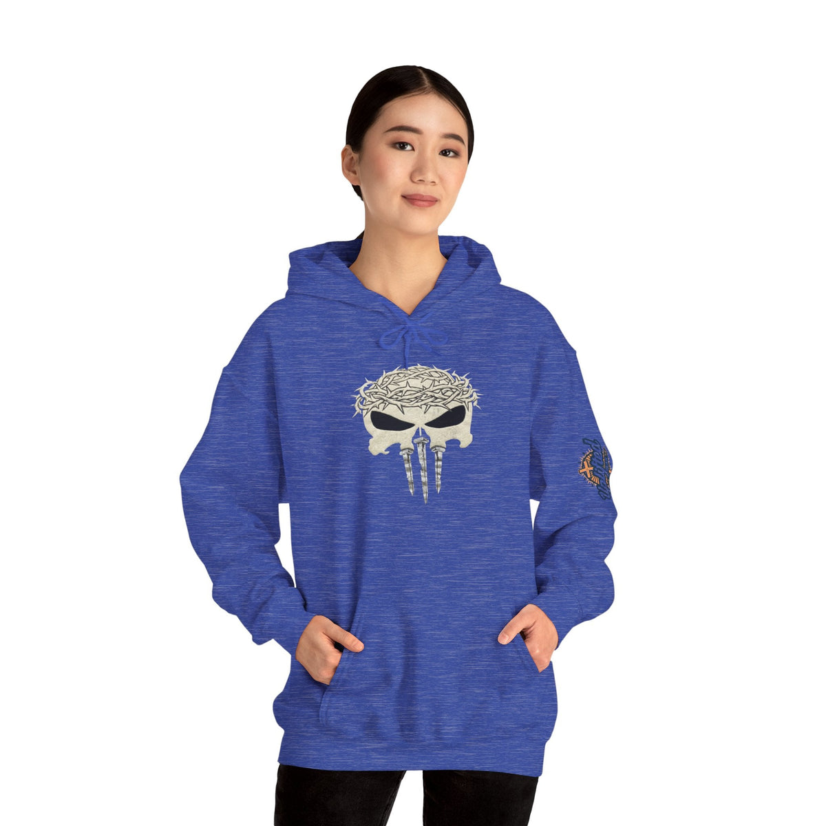Christian Skull Hoodie - Crown of Thorns & Nails - Warrior Faith Hoodie Printify