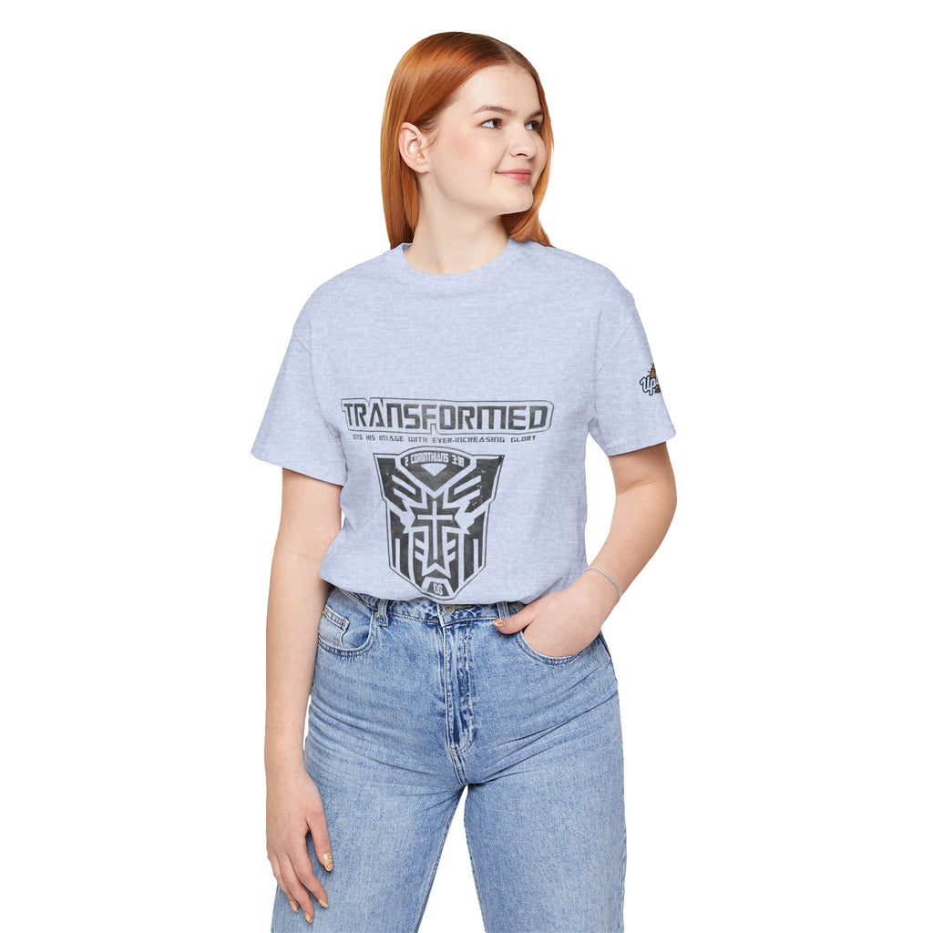 Transformer Logo Christian T-shirt | 2 Corinthians 3:18 Bible Verse T-shirt Printify