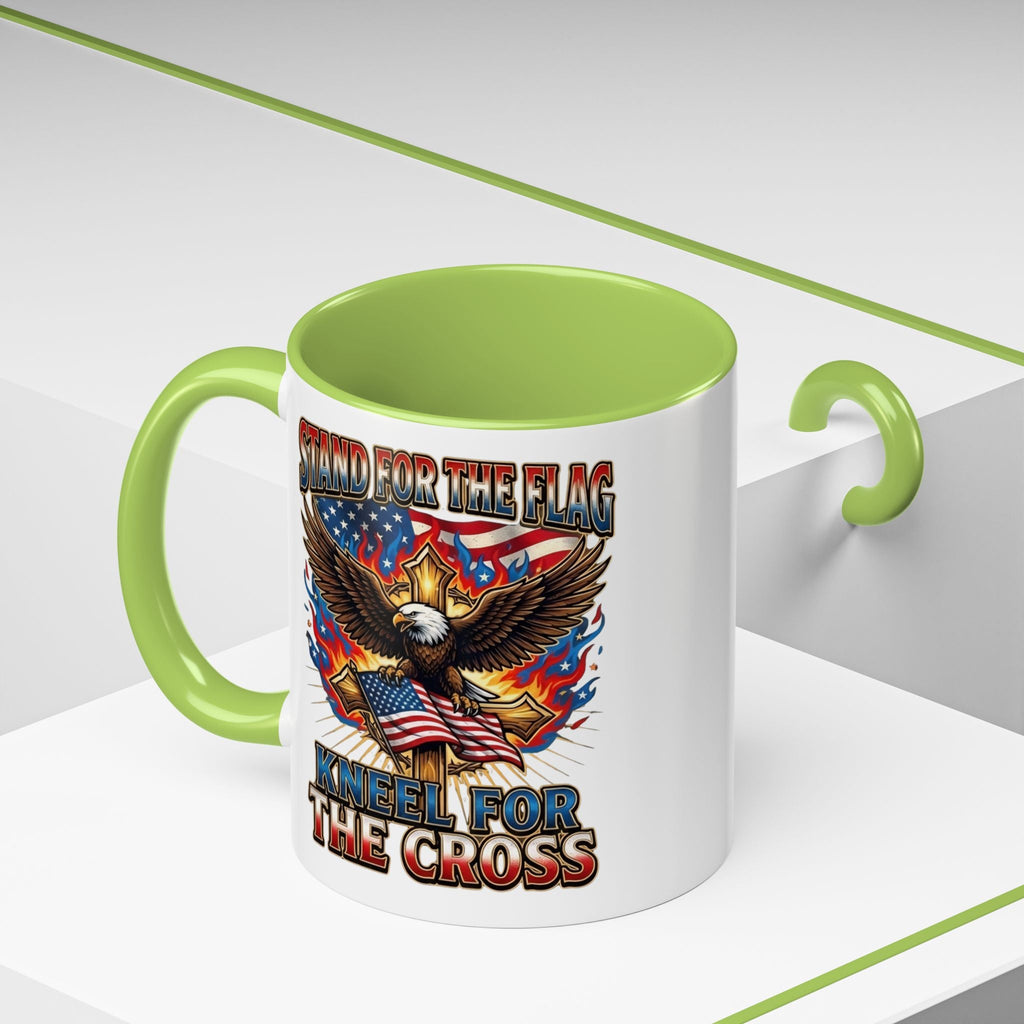 Patriotic Eagle Coffee Mug — "Stand for the Flag, Kneel for the Cross" (11/15oz) Printify
