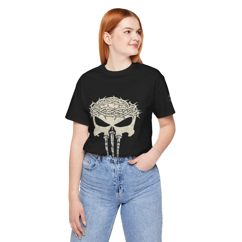 Christian Skull T-shirt - Crown of Thorns & Nails - Warrior Faith T-shirt Printify