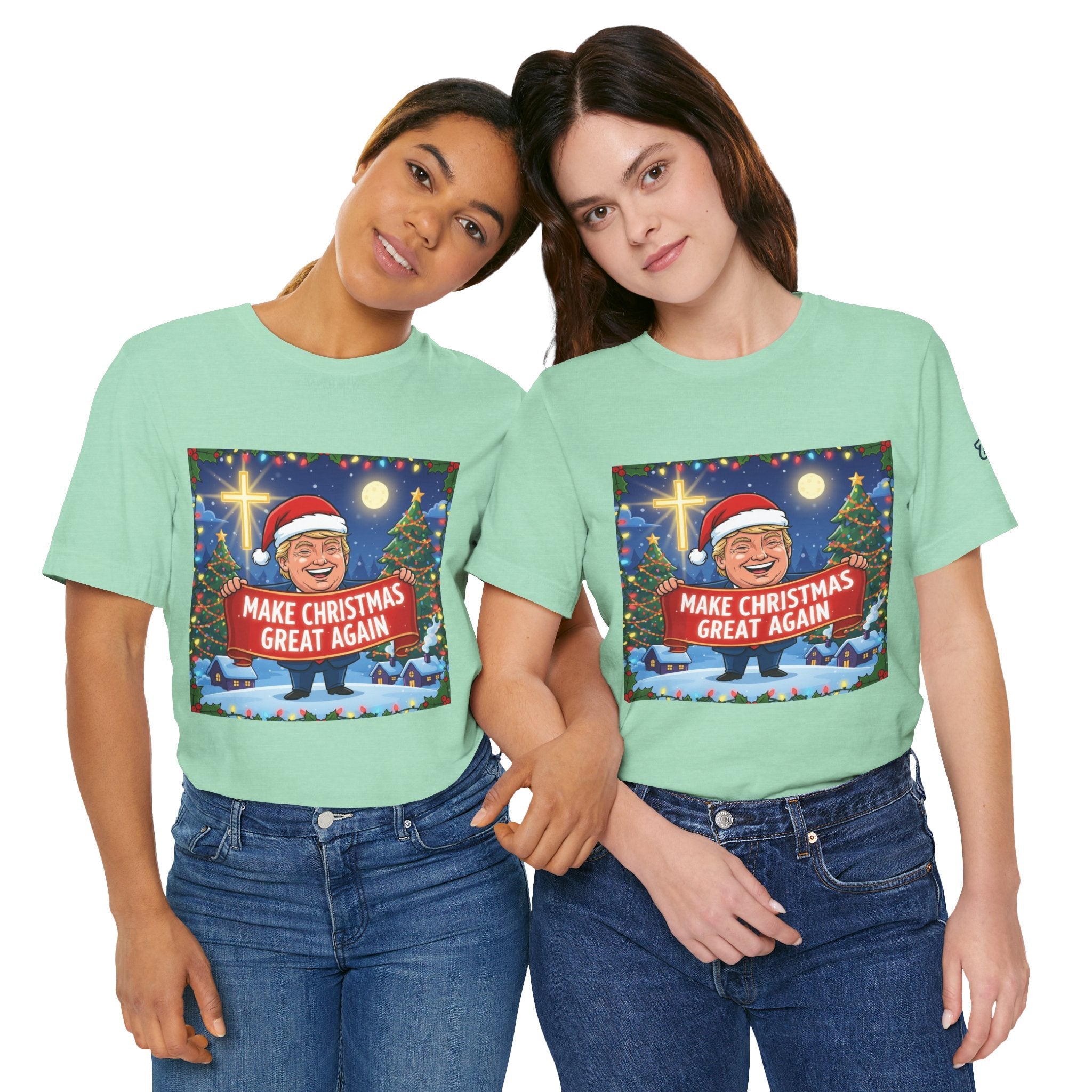 🎄 Make Christmas Great Again – Patriotic Christian Christmas T-Shirt | Bold Holiday Faith Tee | Red & White Banner Design | Uplifted Gear Printify