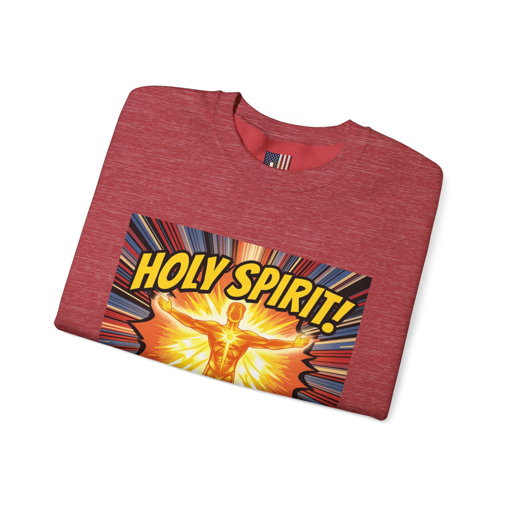 Holy Spirit Activate Sweatshirt – Superhero Christian Sweatshirt with Vibrant Power-Up Design for Faith-Fueled Boldness Printify