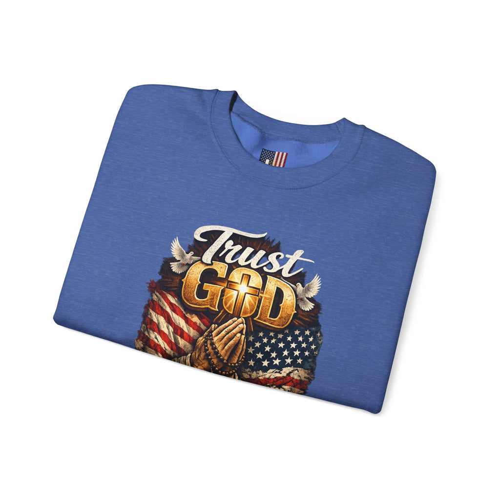 Trust God Not Government Sweatshirt — Vintage Patriotic Christian Sweatshirt Printify