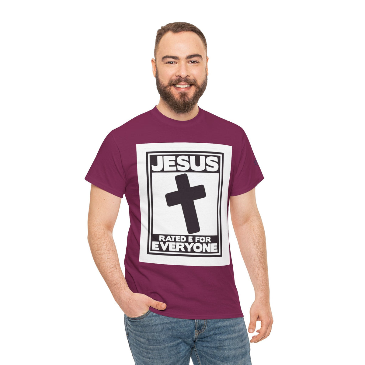Jesus, Rated E for Everyone T-shirt - Gamer Faith T-shirt - Christian Video Game Parody Printify