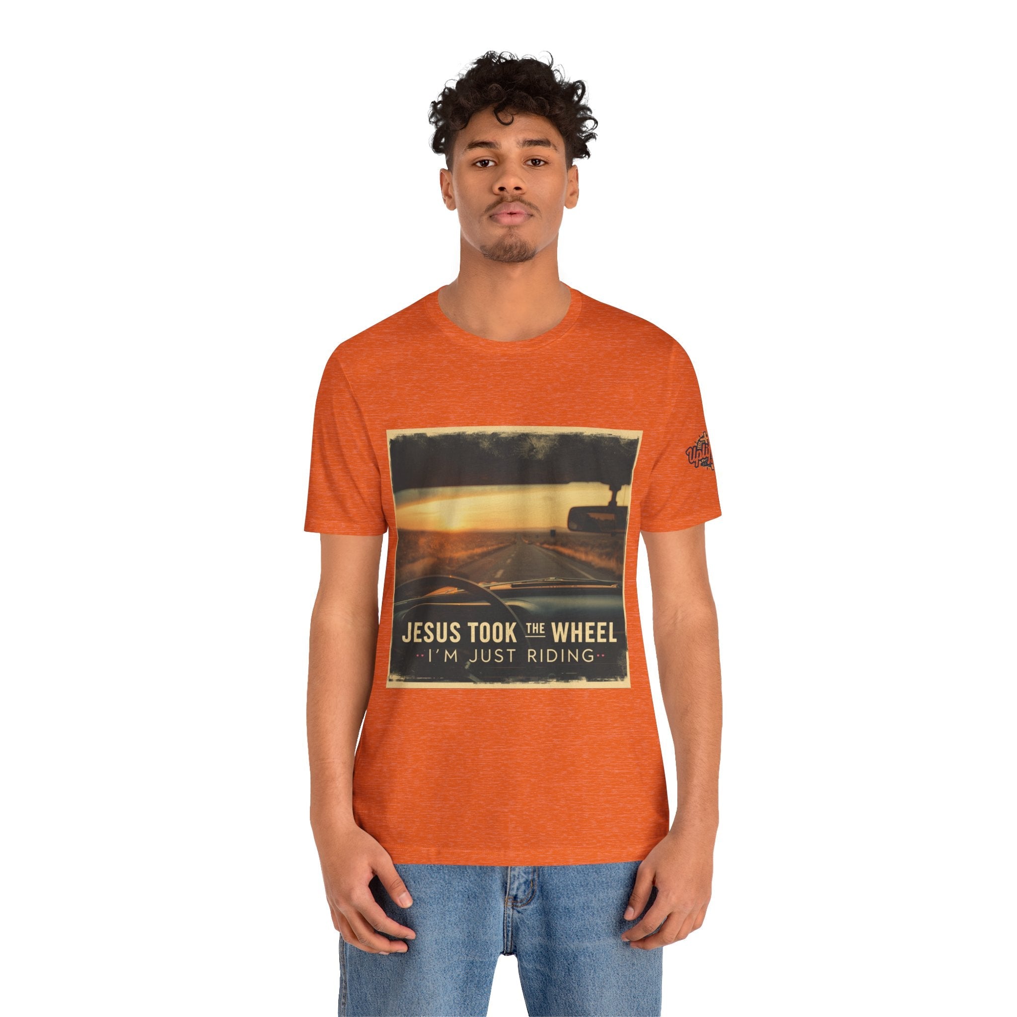 Jesus Took the Wheel I'm Just Riding T-shirt – Funny Christian Convertible Car T-shirt for Surrendered Faith & Humor Printify